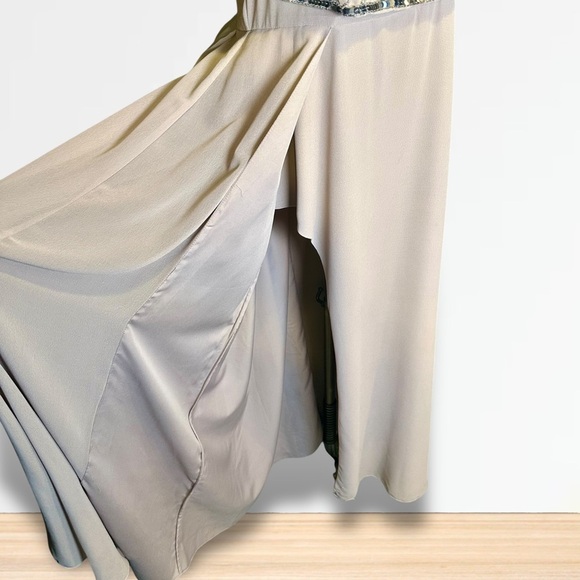 ASOS Mauve Pink / Purple Chiffon Side Slit Gown w/ Silver Sequin Embellishments - Picture 15 of 16